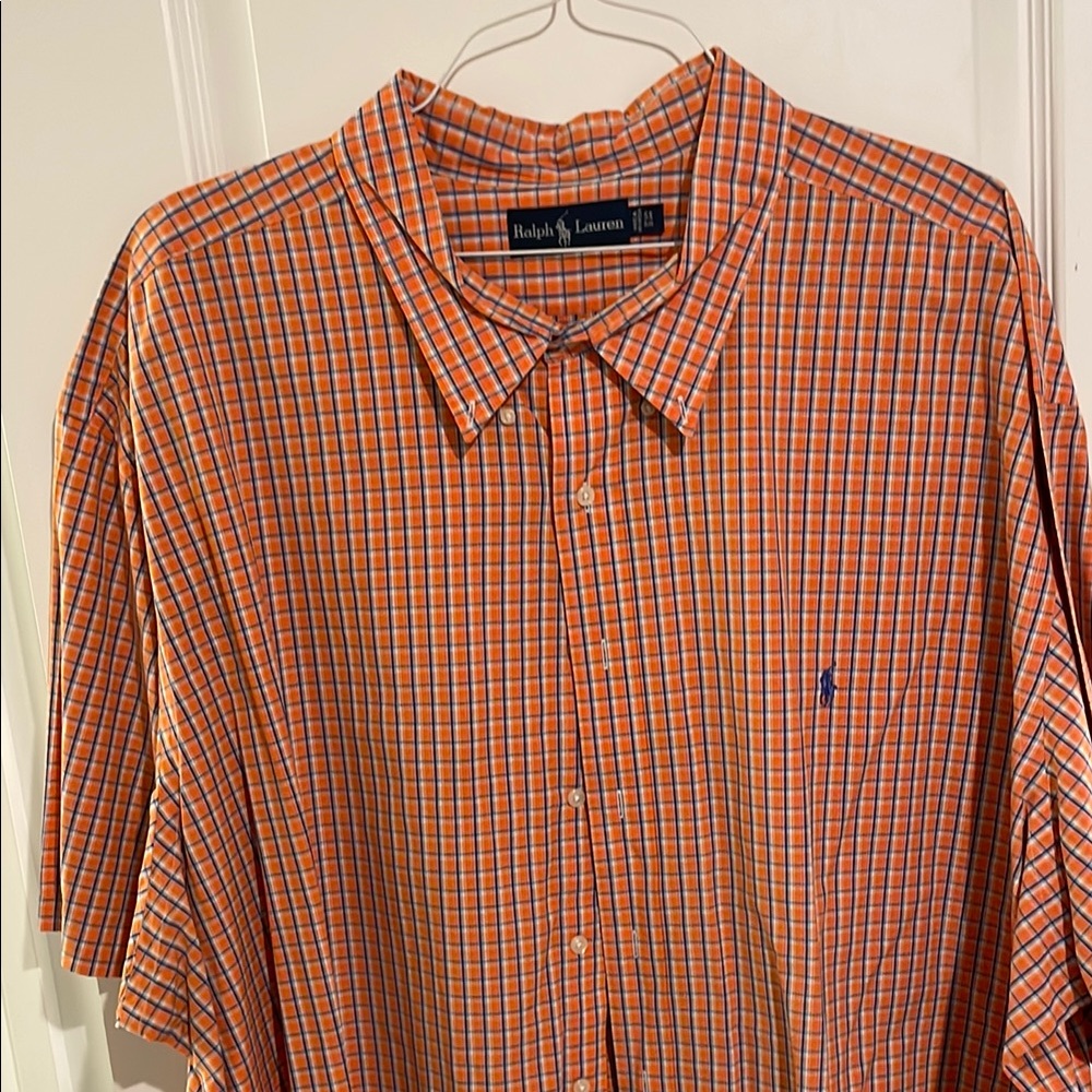 Ralph Lauren Men's Orange Checkered Shirt